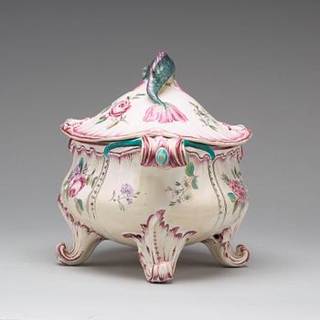 A Swedish Marieberg faience tureen with cover, 18th Century.