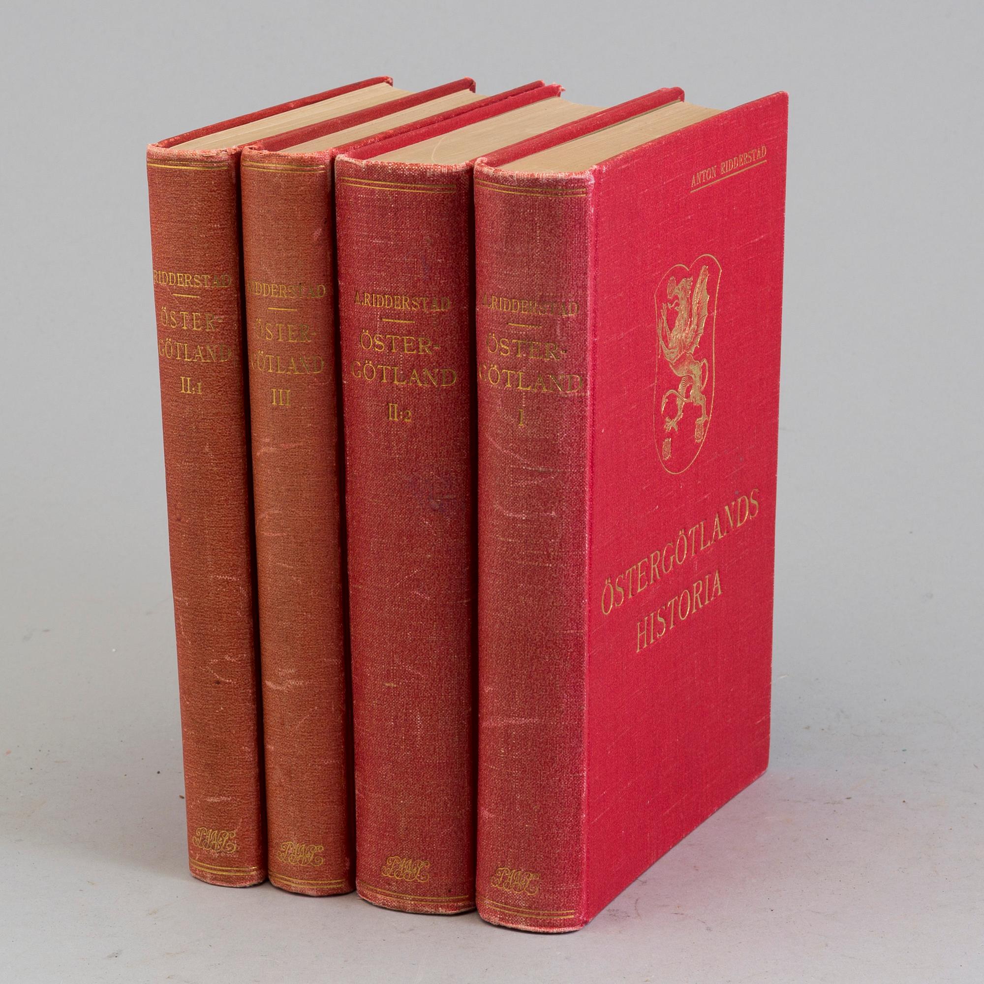 BÖCKER: Östergötlands Historia, Anton Ridderstad, 1914, 1917, 1918 och 1920, fyra volymer.