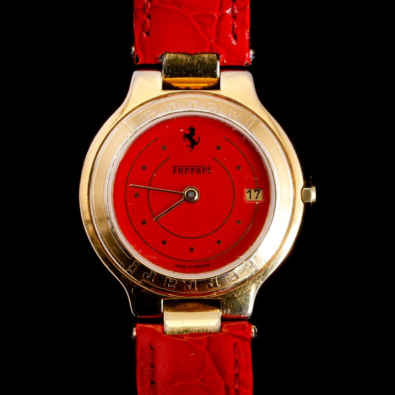 ARMBANDSUR, guld på stål, Ferrari, 1980-tal.