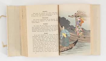 Japanese poems and dramas with woodblock print illustrations, 2 vol, dated 1906 and 1911.