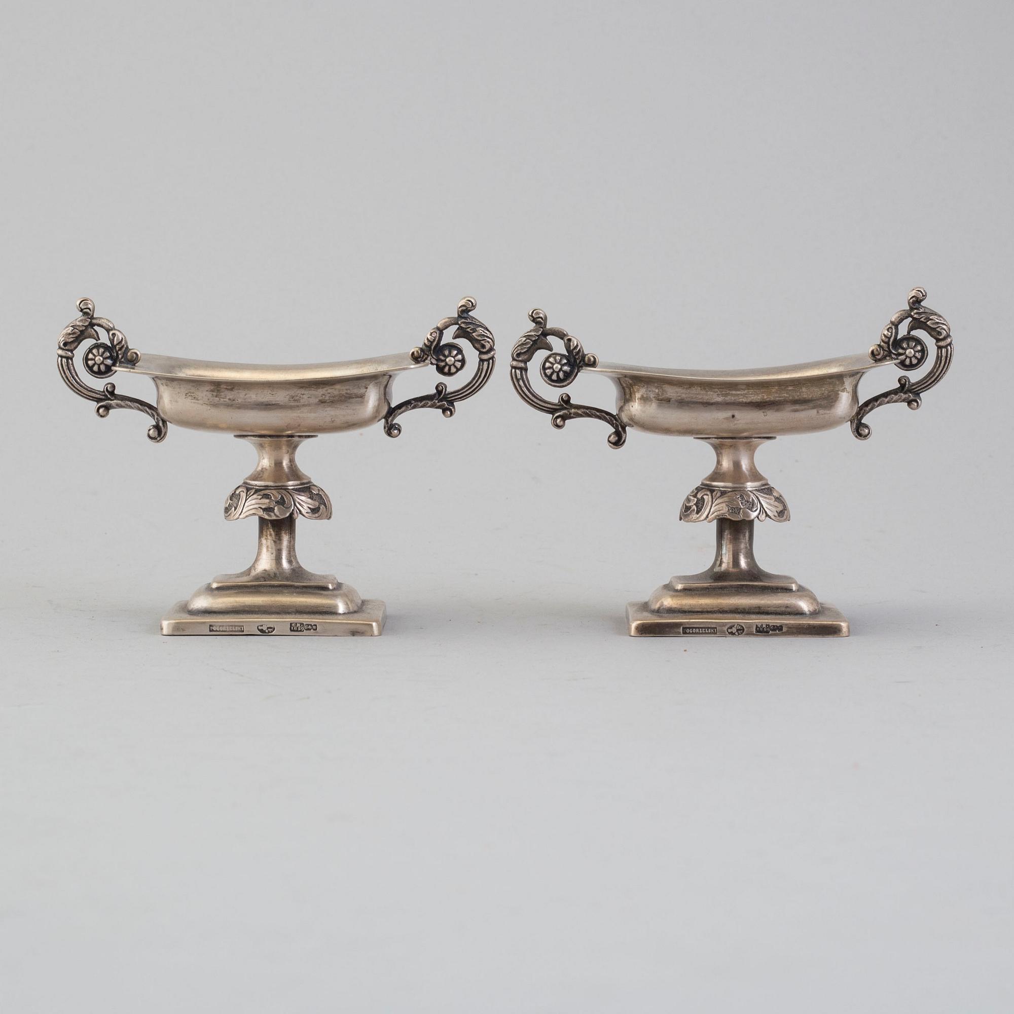 A pair of silver saltcellars, Pogorzelski, Warsawa, 1859.