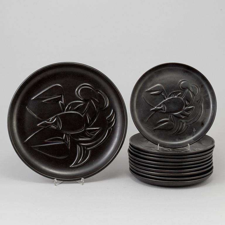 a set of 11 pieces , ceramics, by bo Fajans, second half of the 20th century.