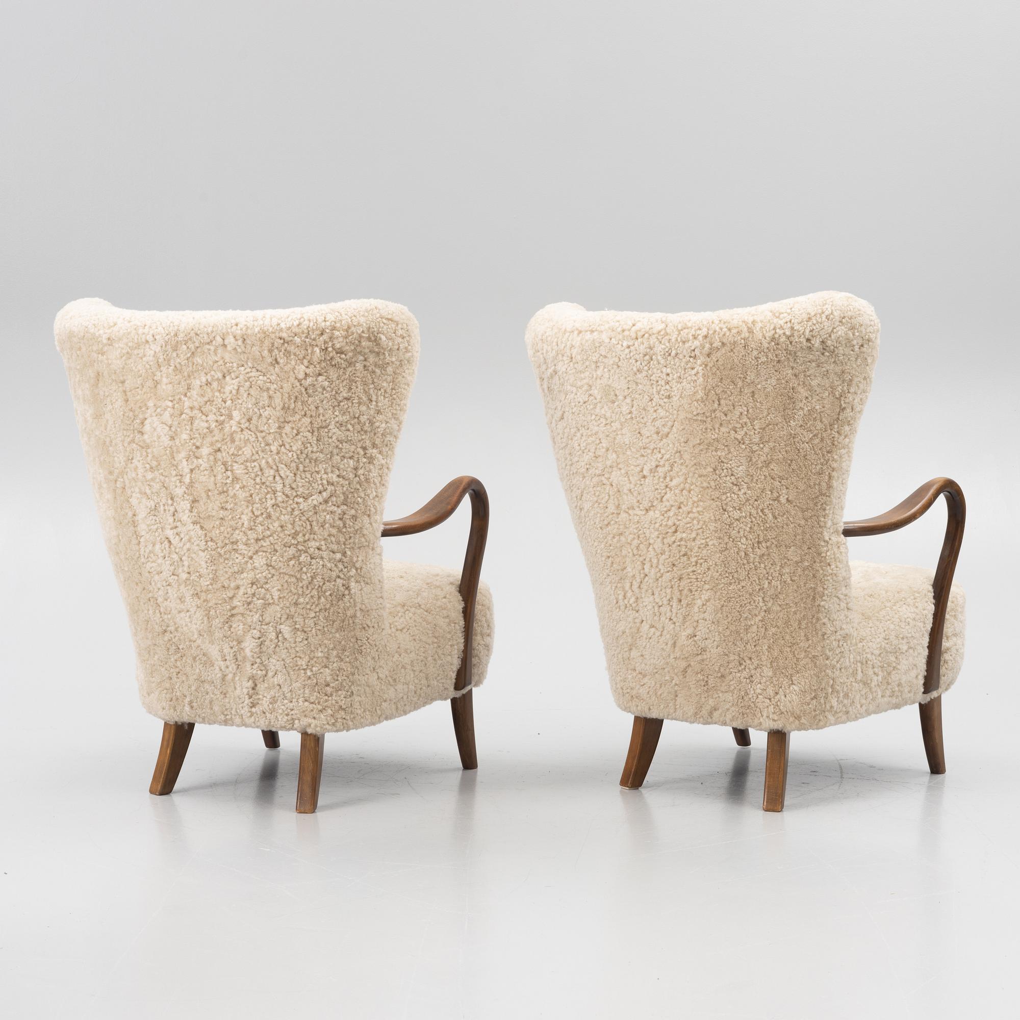 Alfred Christensen, tillskrivna, fåtöljer, ett par, Slagelse Møbelfabrik, Danmark 1950-tal.