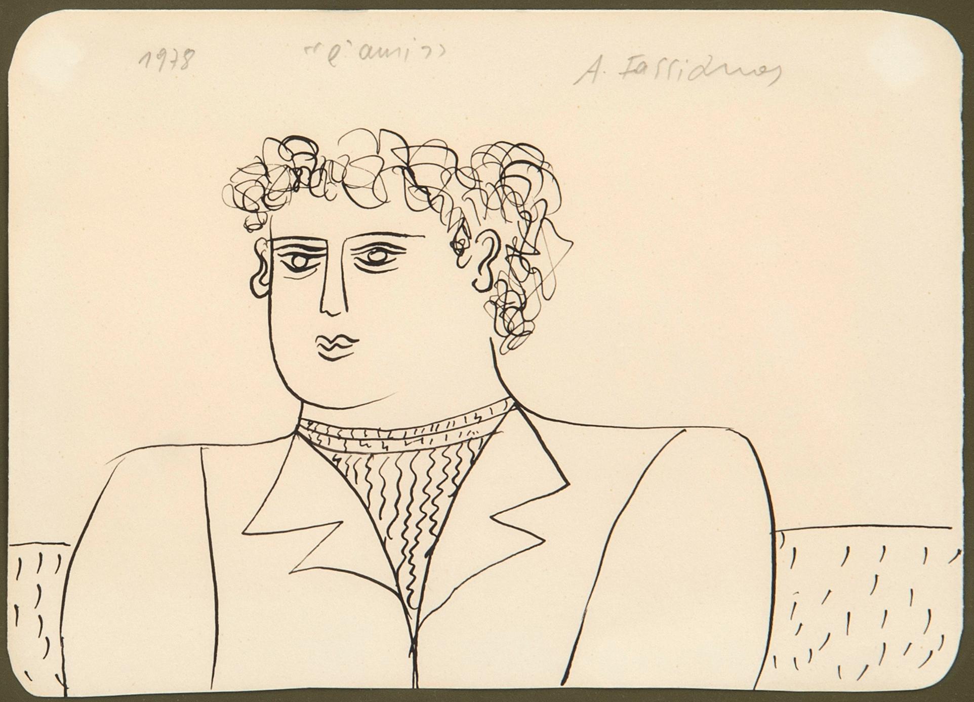 Alexandre Fassianos, teckning, signerad och daterad 1978,