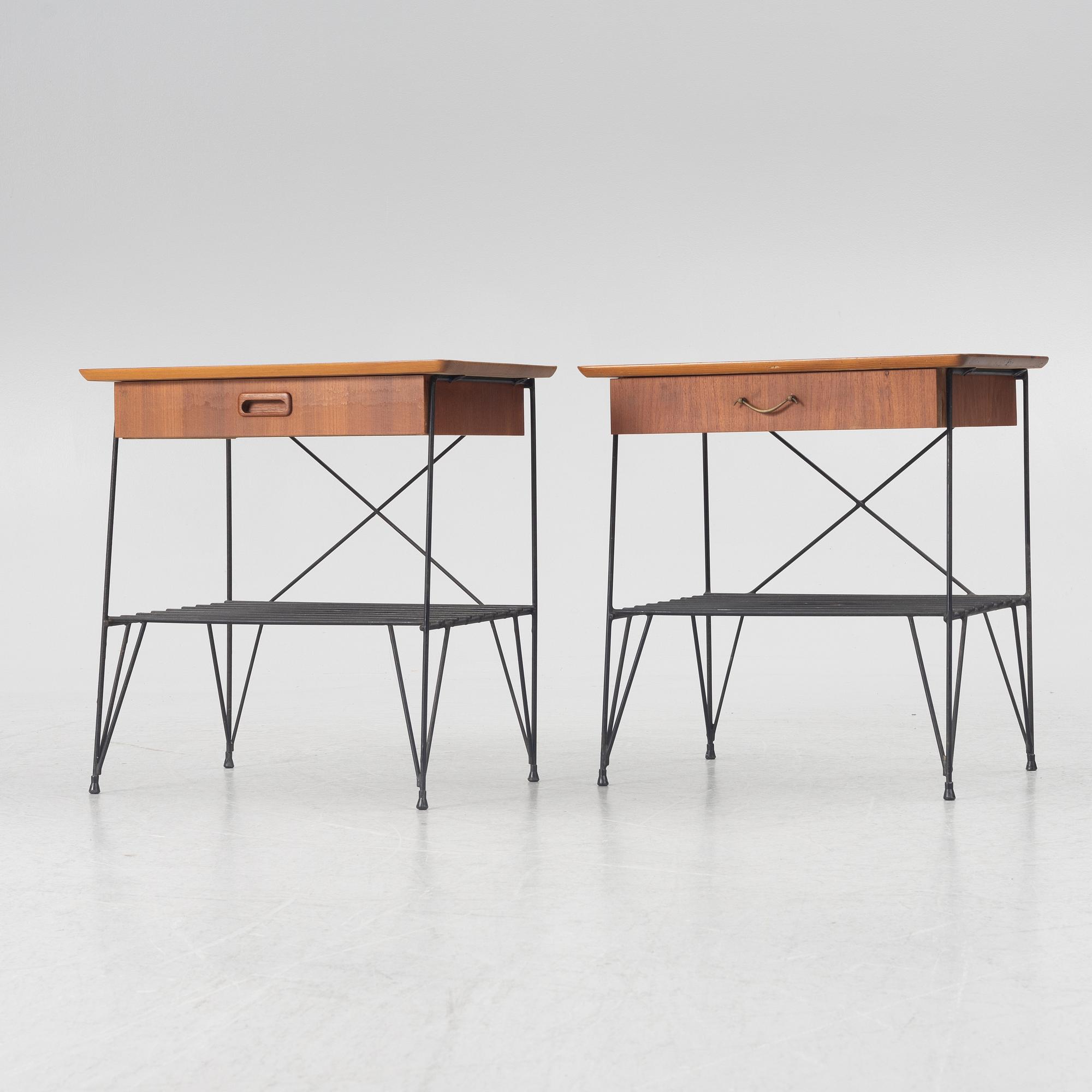 Bedside tables, a pair, second half of the 20th century.