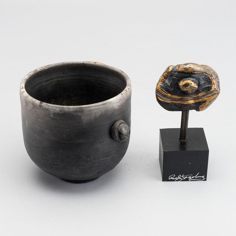 ROLF FAGERBERG a bowl and a sculpture, signed,