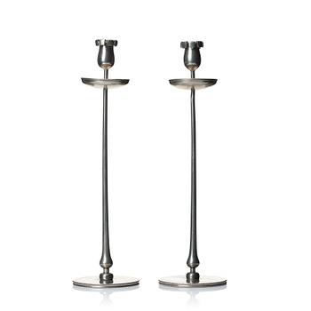 302. Josef Frank, a pair of pewter candlesticks, Svenskt Tenn, Stockholm 1952 and 1956.