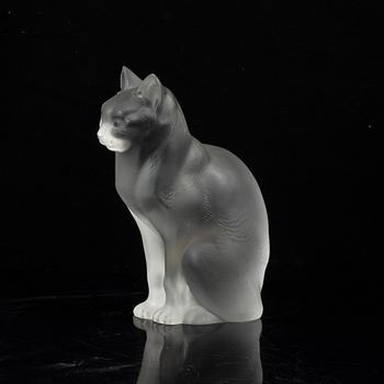 RENE LALIQUE, figurin i form av katt, signerad Lalique France, gjutet glas 1900-talets senare del.