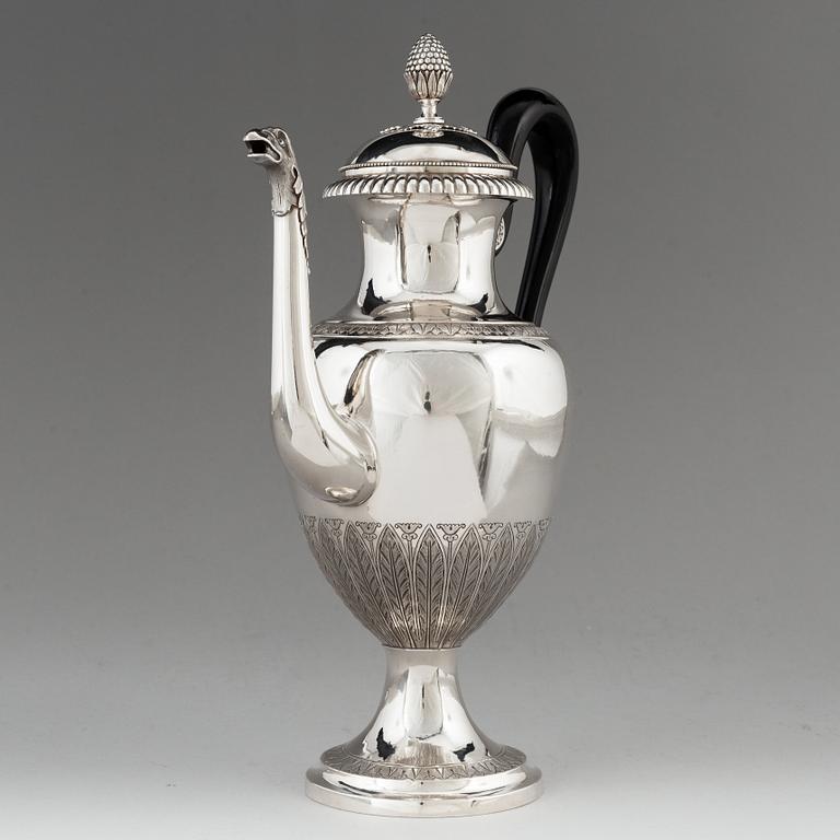 A Swedih 19th century silver coffee-pot, mark of Johan Engelbrekt Malm, Stockholm 1828.