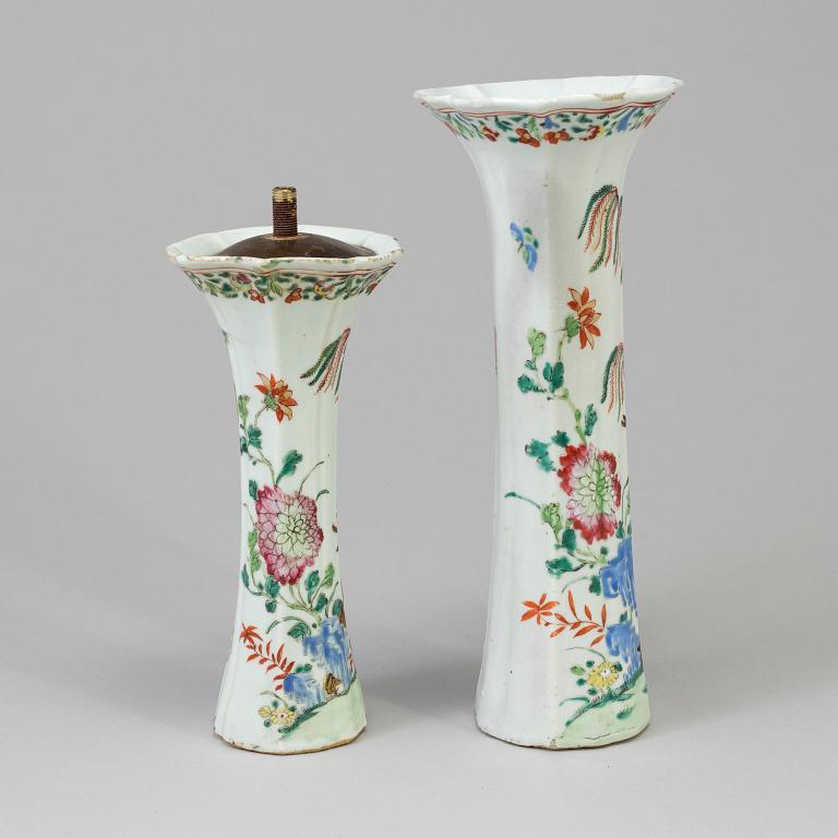 2 vases/lamps, China, 18th century.