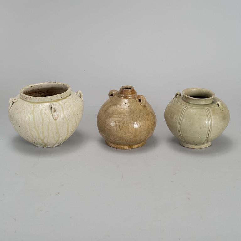 A group of three celadon jars, South East Asia, 16th/17th Century.