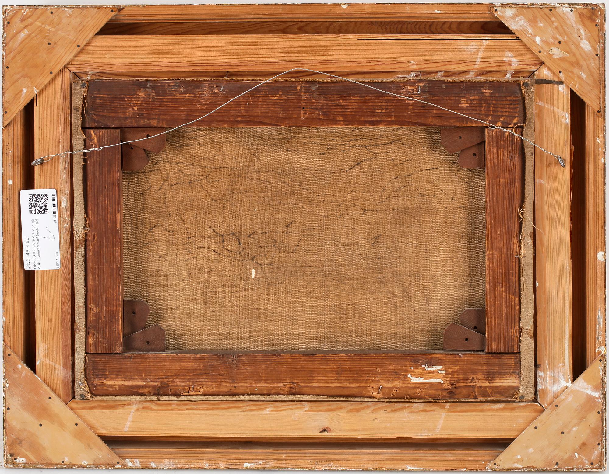 OKÄND KONSTNÄR. olja på duk, signerad W. van Beek daterad 1906.