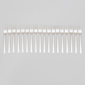 Bertel Gardberg, a 110-piece set of "Birgitta" silver cutlery, marked BG, Hopeatehdas oy, Helsinki 1956-65.