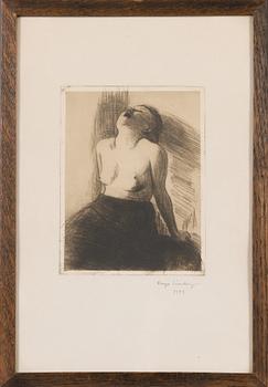 Hugo Simberg, line etching, signed on plate and signed and dated 1909 in pencil.