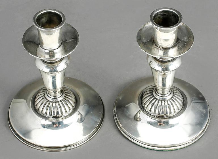 LJUSSTAKAR, ett par, silver, KG Markströms Guldsmeds Ab, Uppsala, 1955.