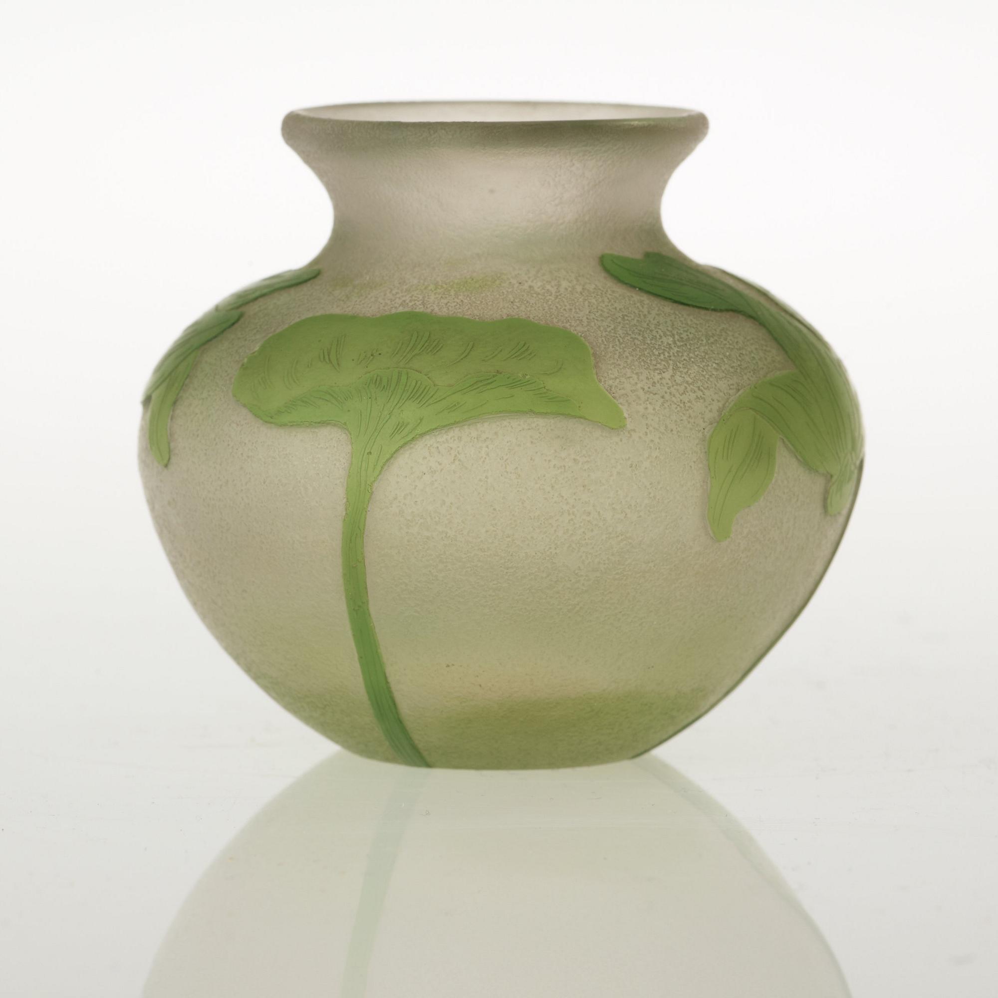 A Karl Lindeberg Art Nouveau cameo glass vase, Kosta, Sweden.