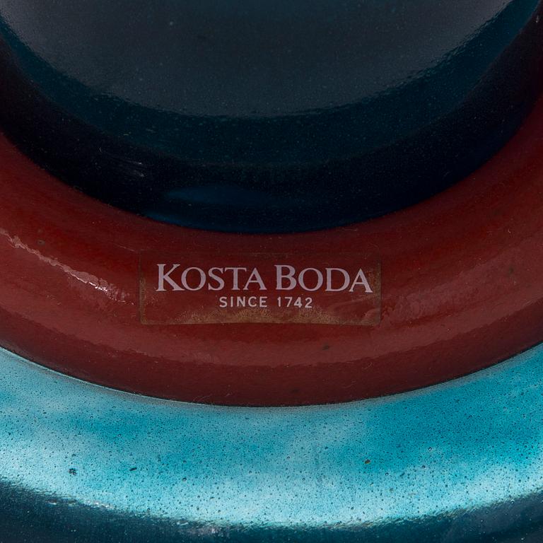 A Cancan Glass Pedestal Bowl by Kosta Boda, signed.