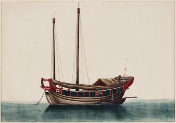 A set of 12 maritime Chinese watercolours on paper by an unknown artist, Qing dynasty, 19th Century.