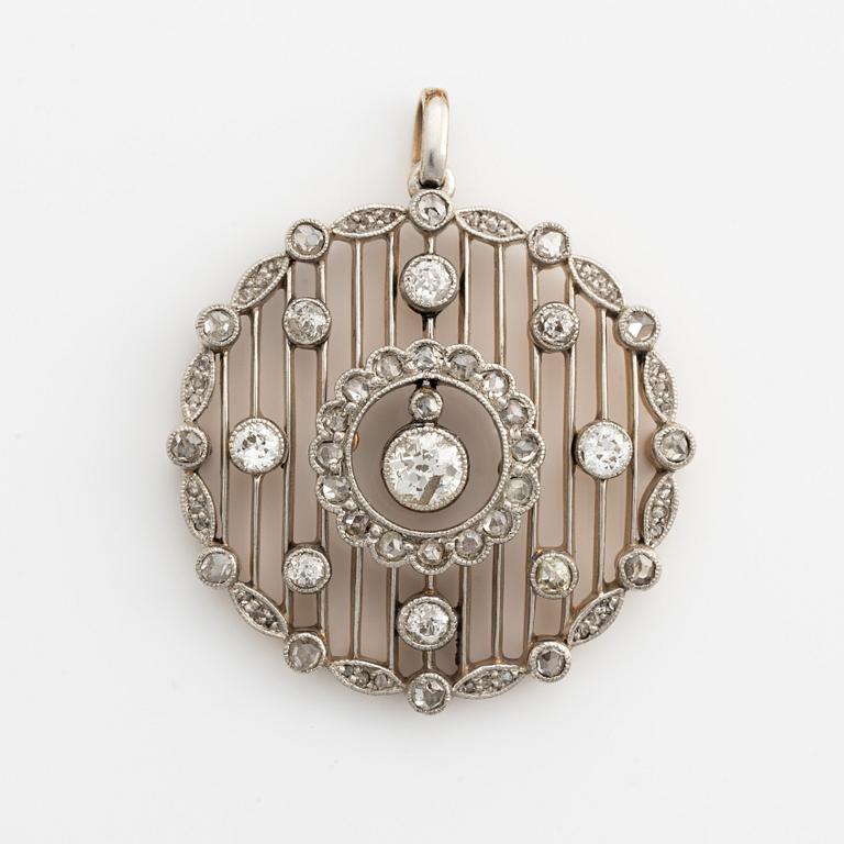 Pendant, white gold with old-cut and rose-cut diamonds.