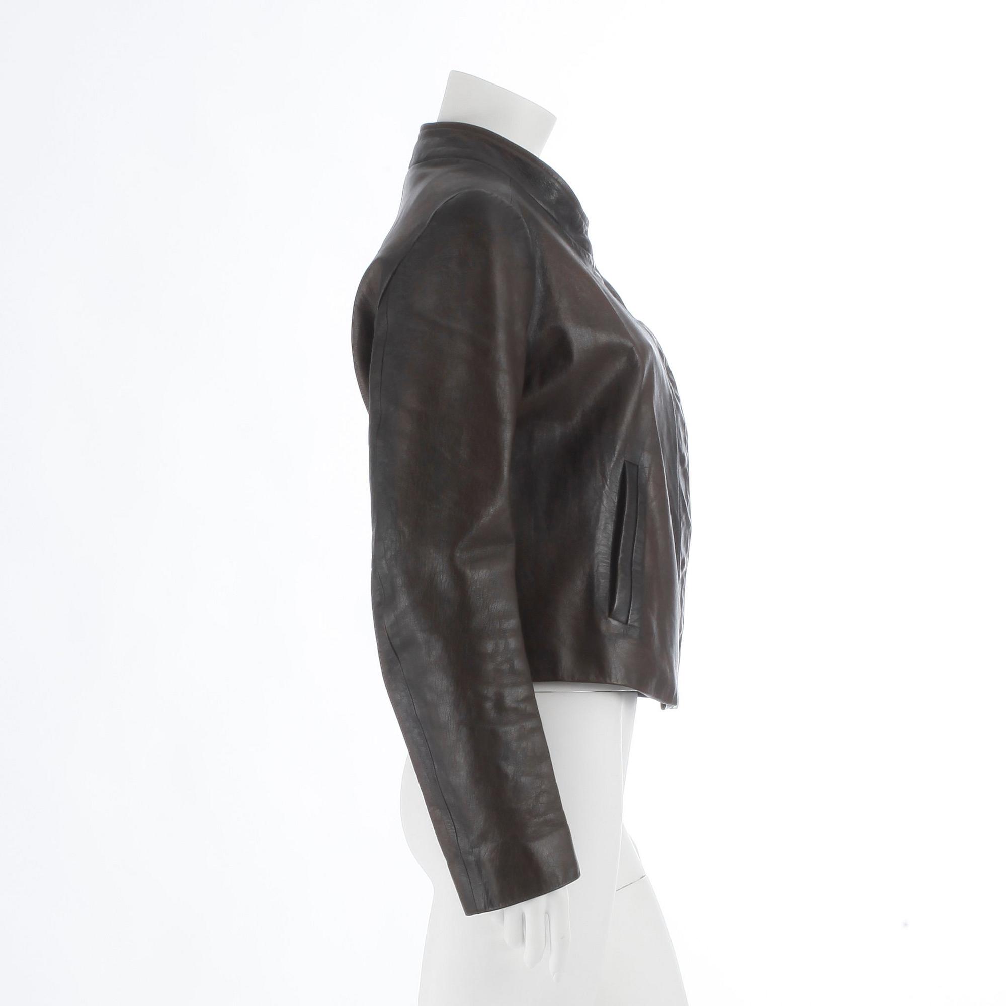 MARTIN MARGIELA, a dark brown leather jacket, size 42.