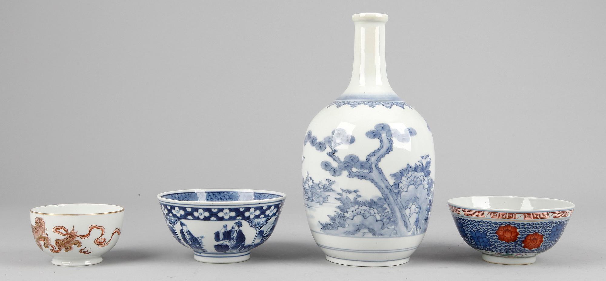 PARTI PORSLIN, 4 delar, Kina, bla Kangxi-stil, 1900/2000-tal.