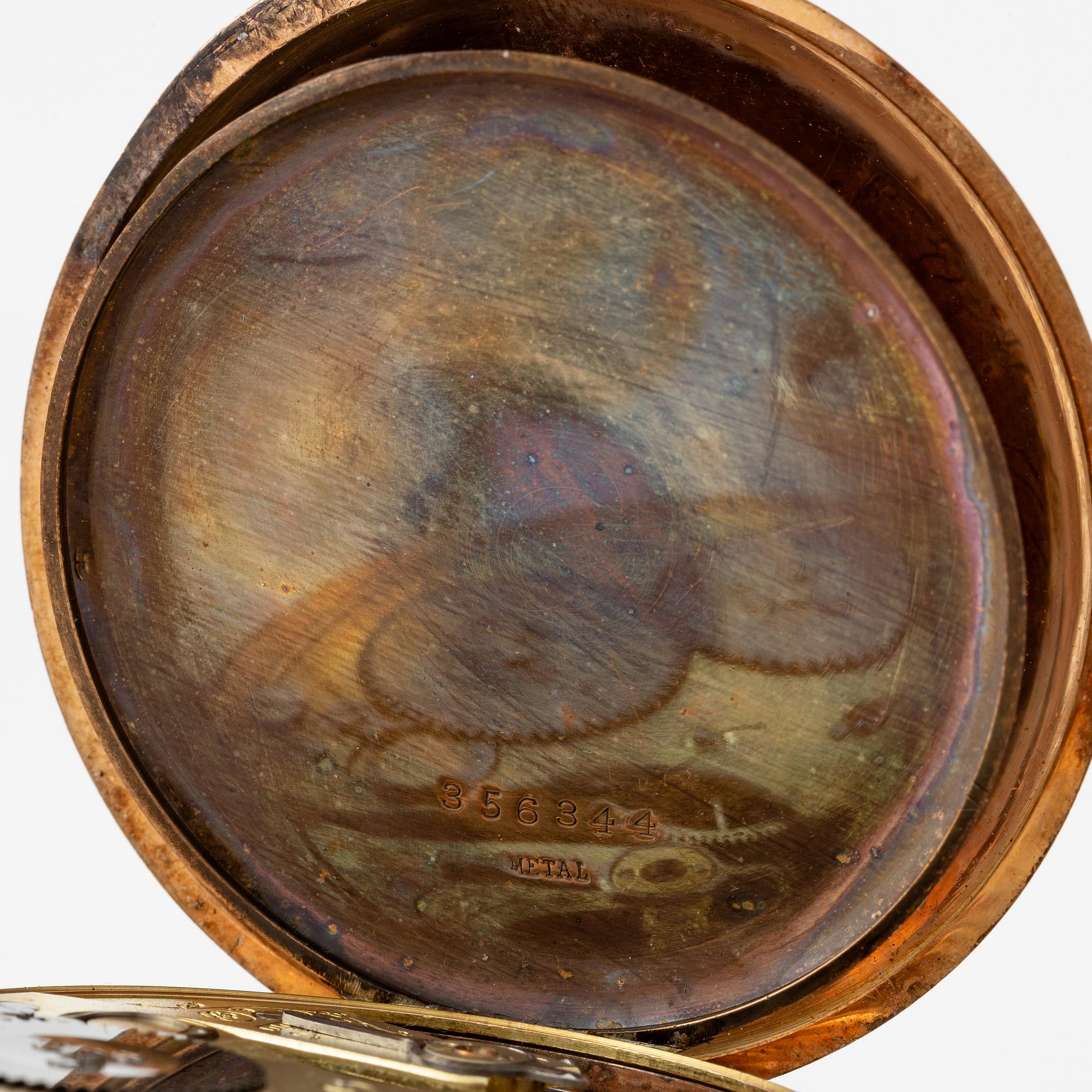 IWC, pocket watch, hunter, 14K gold, 52 mm.