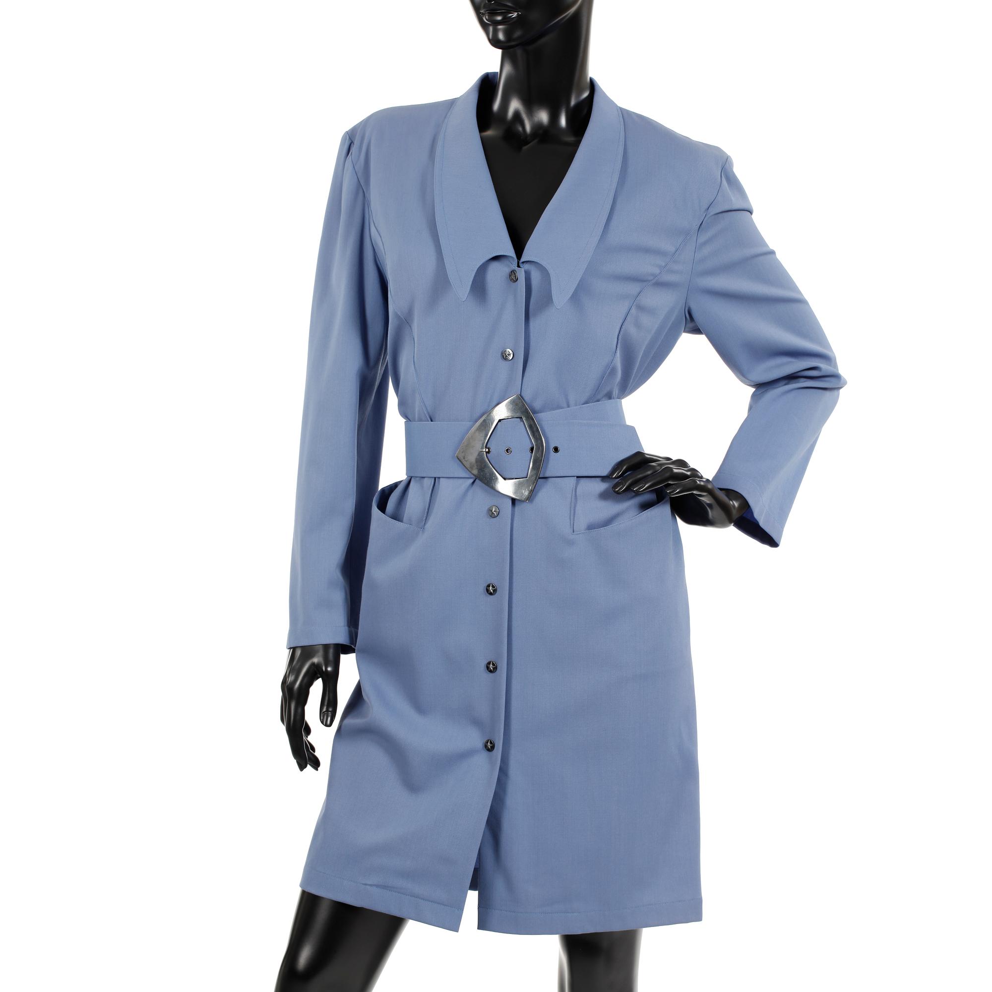 THIERRY MUGLER, a powder blue wool dress, 1980s.