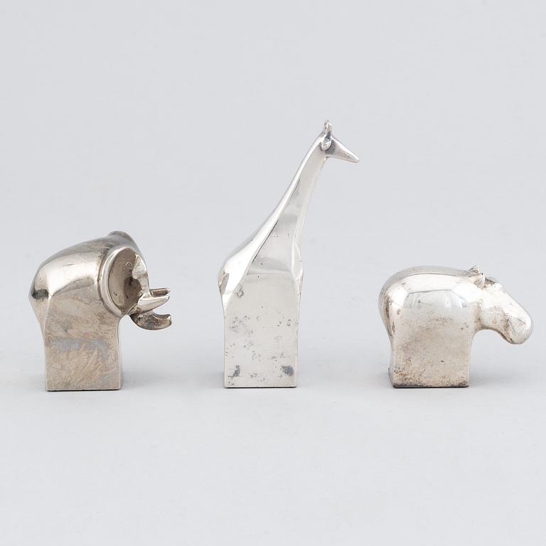 Gunnar Cyrén, figuriner, 3 st. Silverpläterad zink. Dansk Designs, Japan.