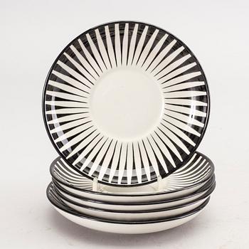 EUGEN TROST, 6 st tekoppar med fat,  stycken, flintgods, "Zebra", Gefle.