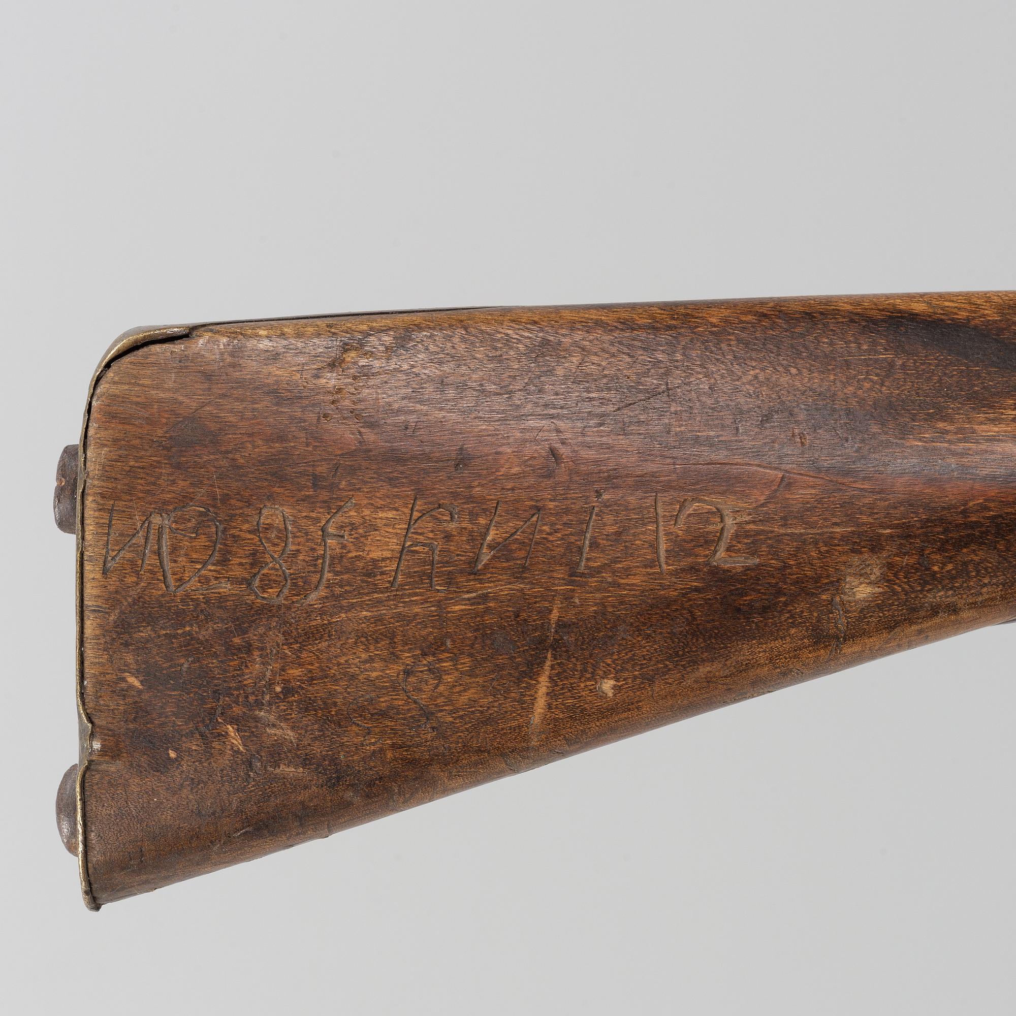 A Swedish military flintlock gun, 1805 pattern.