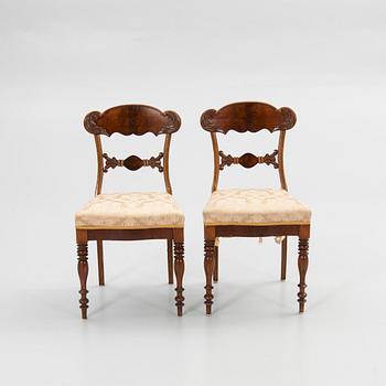 Chairs, a pair, with table, Empire, 18th/19th century.