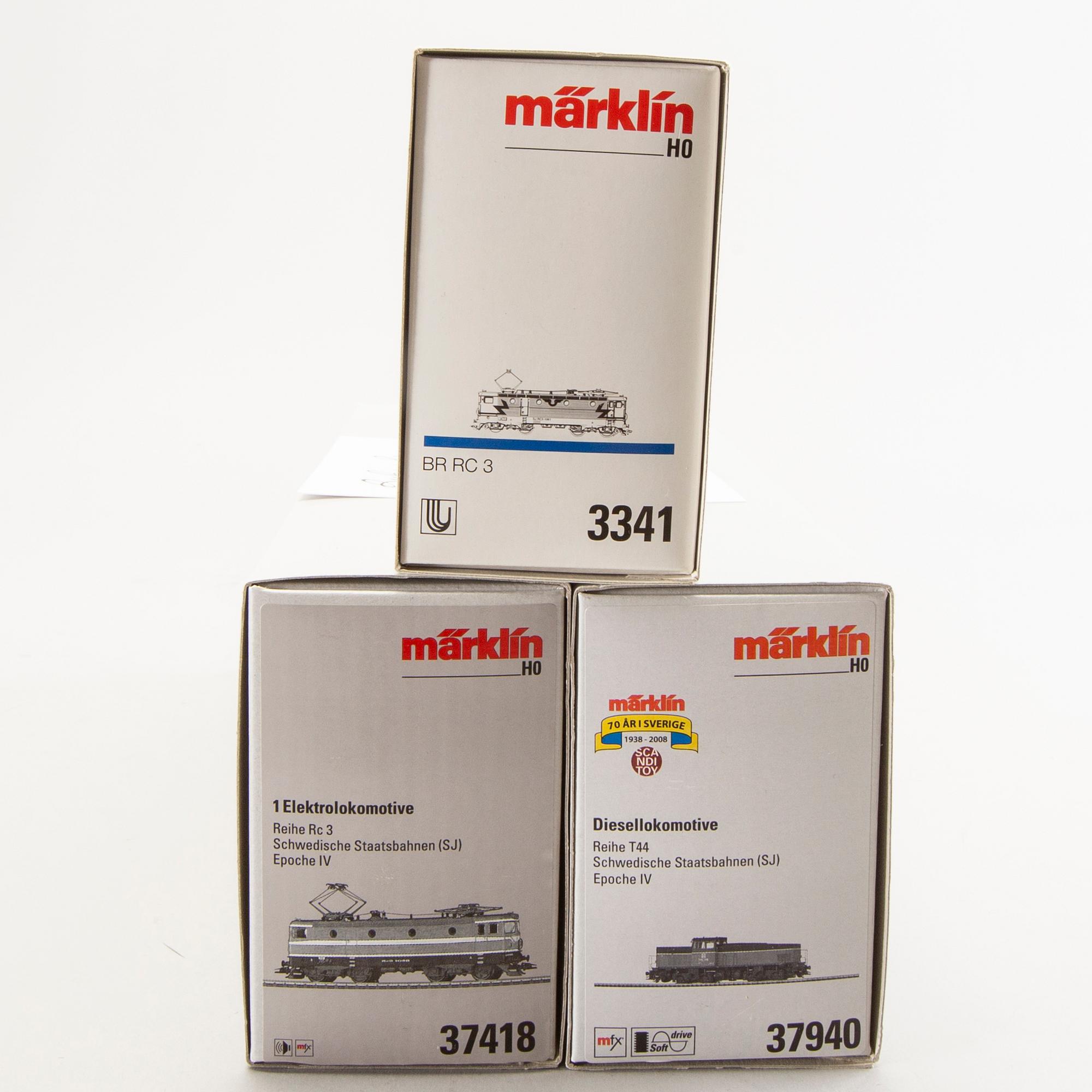 3 Märklin locomotives, 3341, 37418 and 37940.