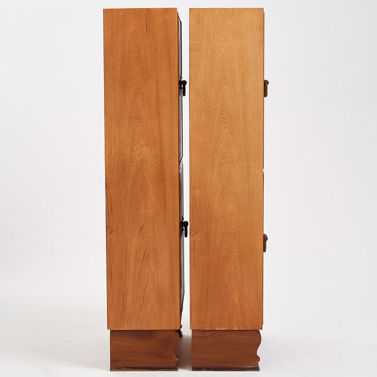 Otto Schulz, a pair of Swedish Modern elm veneered cabinets, Boet, Gothenburg 1940s-50s.