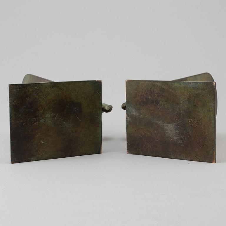 A pair of bronze bookends, GAB, 1930´s.