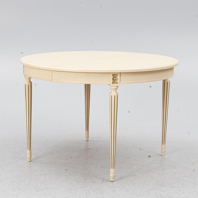 A dining group, 9 pieces, Gustavian style, second half of the 20th century.