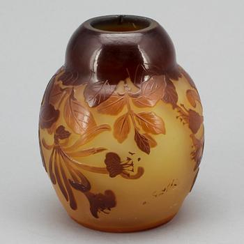 ÉMILE GALLÉ, Vas/lampfot, glas, signerad, Gallé, omkring sekelskiftet 1800/1900-tal.