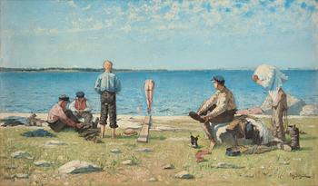 446. Eugène Jansson, "Badande pojkar (Sommarbadet)" [Bathing boys].