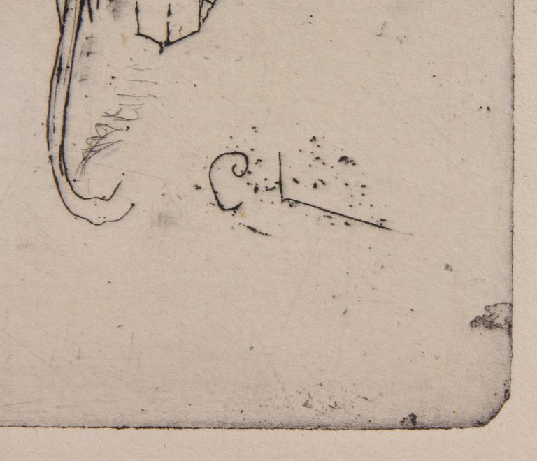 LARSSON, CARL, etsning, "Skyddsängeln".