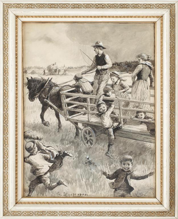 GEORG STOOPENDAAL, blandteknik på papper, signerad.