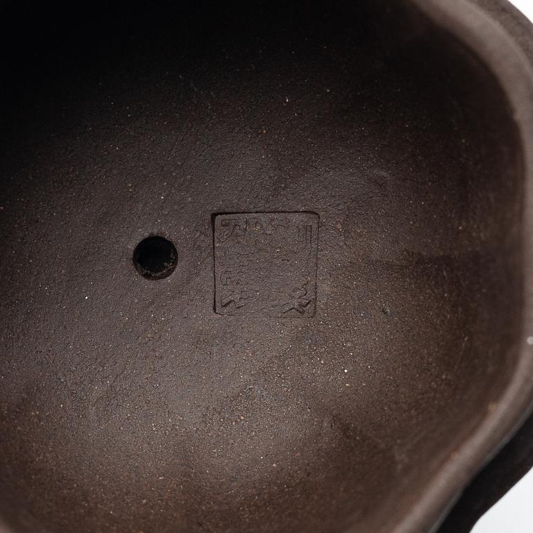 A group of three Chinese yixing 'gongfu' teapots, 1980s.