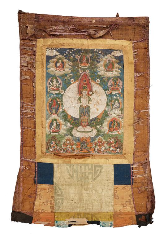 Thangka, akvarell på papper. Tibet, 1700-tal.