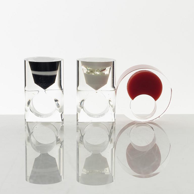 Siv Lagerström, three acrylic rings, 1970s.