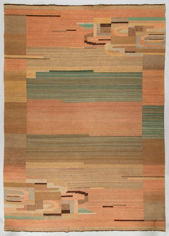 Greta Skogster-Lehtinen, hårgarnsmatta, tillverkare Aaltonens Mattväveri Kiikka 1930-tal. Ca 340 x 240 cm.
