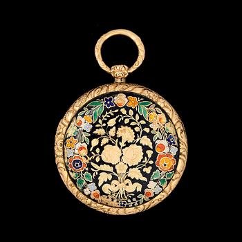 FICKUR, 2st, 18k guld, 1800-tal. Vikt (exkl urverk) 22,1g.