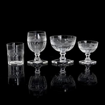 Elis Bergh, possibly, a 45-piece "Sparre" glass service, Kosta, Sweden.