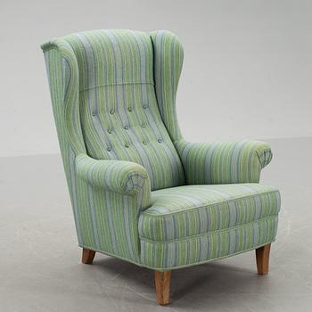 ÖRONLAPPSFÅTÖLJ, "Häggbom", Carl Malmsten, O H Sjögren, Tranås, etikettmärkt.