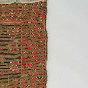 A Finnish folk art long pile ryijy-rug, dated 1817. Circa. 185 x 130 cm.