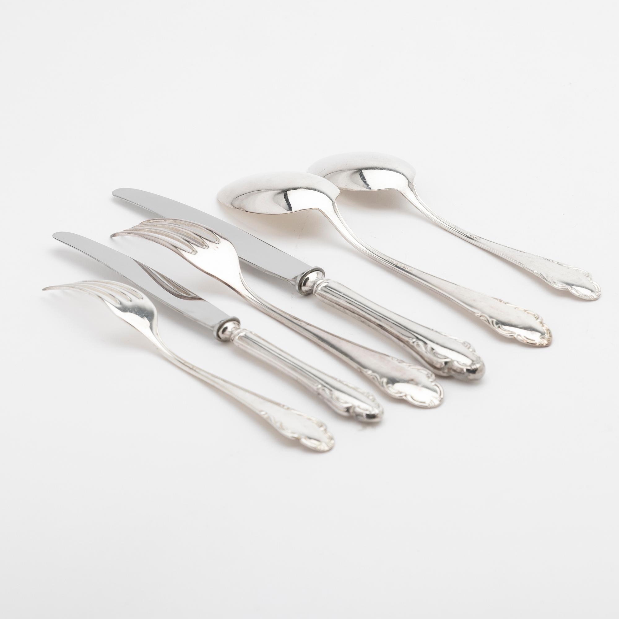 Cutlery, 72 pieces, silver, Haga, JLH, Stockholm, 1951–1956.