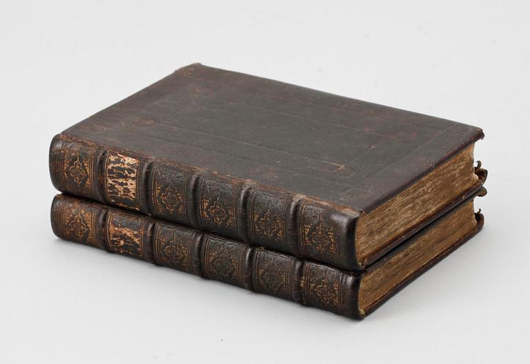 PSALMBOK SAMT EVANGELIE OCH EPISTELBOK, 2 vol, Georg Gottlieb Burchardi, Stockholm 1698.