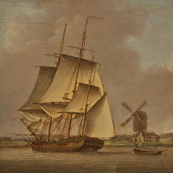 William Anderson, Full-rigger and yacht on the river.